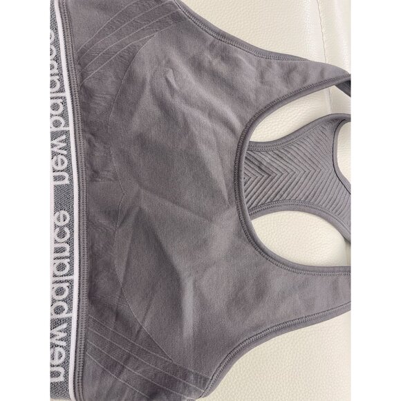 New Balance Women Gray Ribbed Racer Back Sport Bra Size L - Picture 5 of 6